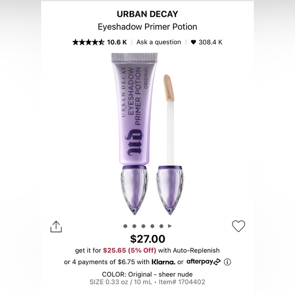 Urban Decay Makeup New Urban Decay Eyeshadow Primer Potion Poshmark